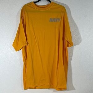 Official US Navy PT Short Sleeve Yellow Gold With Reflective Logo Shirt Size 2XL